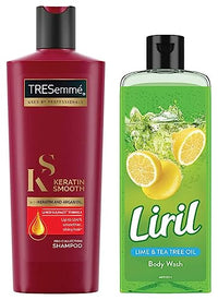 TRESemme Keratin Smooth Shampoo, 340ml And Liril Lemon and Tea Tree Oil Body Wash, 250 ml
