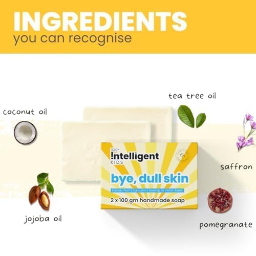 Tuco® Kids Bye, Dull Skin Soap Pack of 6X75gm with Turmeric, Shea Butter & Coconut Oil | Perfect for Dull & Sensitive Skin | Paraben & Sulphate Free | Ages 2-5, 5-10, 10-15 | 6x75gm