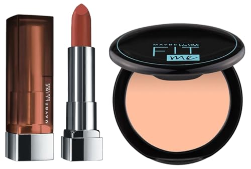 Maybelline New York Matte Lipstick, Intense Colour, 673 Midtown Pink, 3.9g & Maybelline New York Compact Powder, With SPF to Protect Skin from Sun, Absorbs Oil, Fit Me, 115 Ivory, 6g
