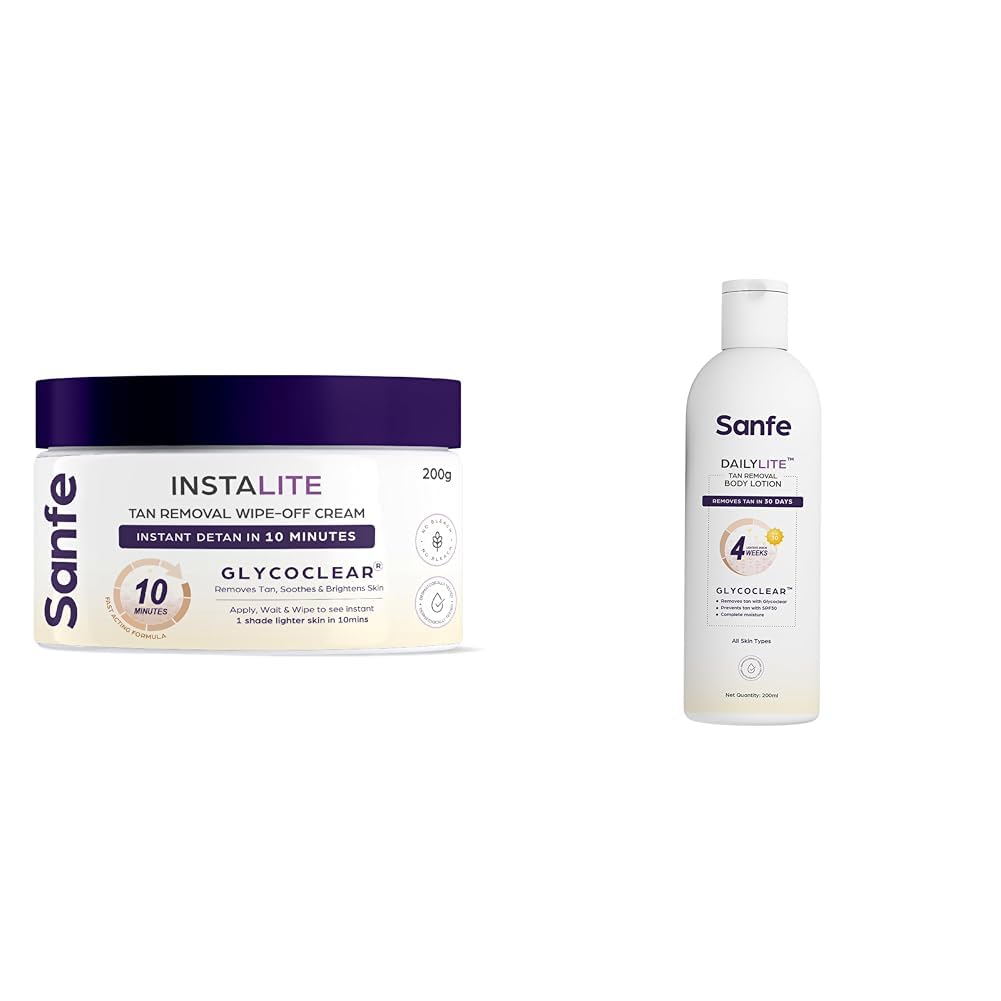 Sanfe Detan Cream Instalite Detan Wipe Off 200 gm DailyLite Tan Removal Body Lotion