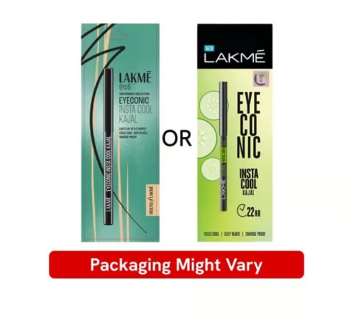 Lakmé Eyeconic Insta Cool Pencil, Glossy Kajal|| Black|| 0.35 G