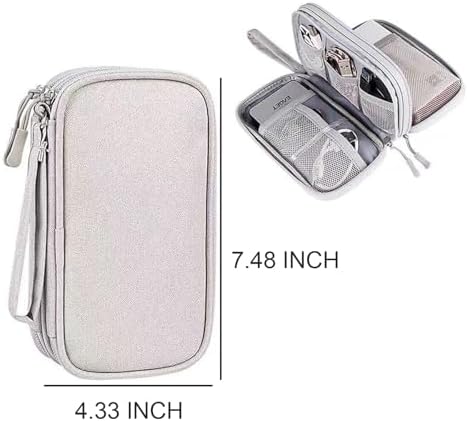 Electronic Organizer, Hard Shell Electronic Charger Cable Organizer Travel Case, Waterproof Double Layers Storage Bag for Cable, Cord, Charger, Phone, Earphone (Grey)