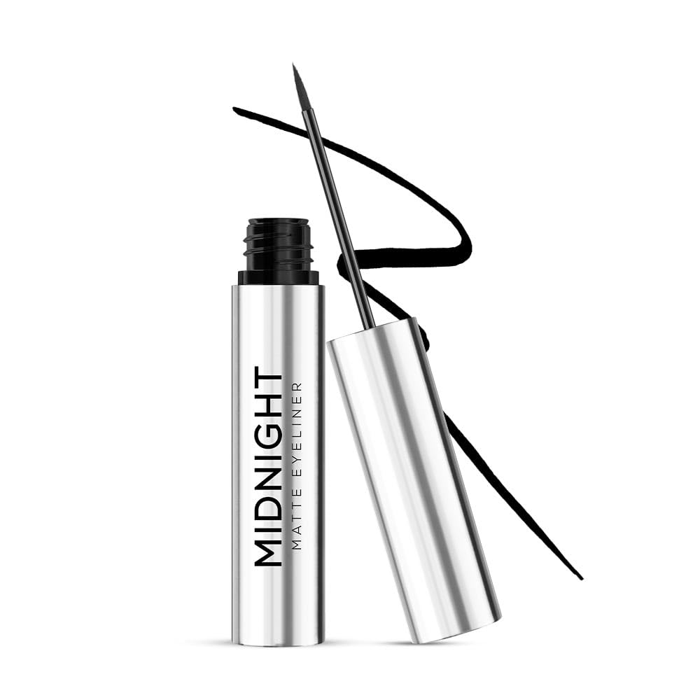 RENEE Midnight Matte Eyeliner | Darkest Black | Long Lasting | Smudge-Proof | Waterproof Formula | One-Swipe Application | Intense Pigment | Enriched with Vitamin E | Chamomile | Aloe Vera | 2.5ml