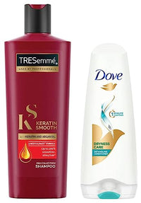 TRESemme Keratin Smooth Shampoo, 340ml And Dove Dryness Care Conditioner, 180ml