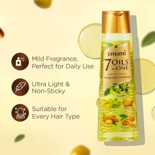 Emami 7 Oils in One Hair Oil | Makes Hair 20x Stronger and Manageable | Coconut Oil, Amla, Jojoba, Olive, Walnut, Argan & Almond Oils | 300ml