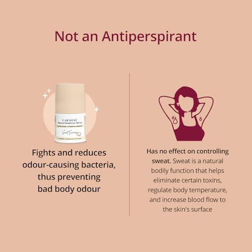 Carmesi Natural Underarm Roll On Deodorant for Women | 95% Natural + 5% Essential Ingredients | For Fresh Underarms All Day | No Alcohol & Aluminium | Sweet Summer | 50 ml