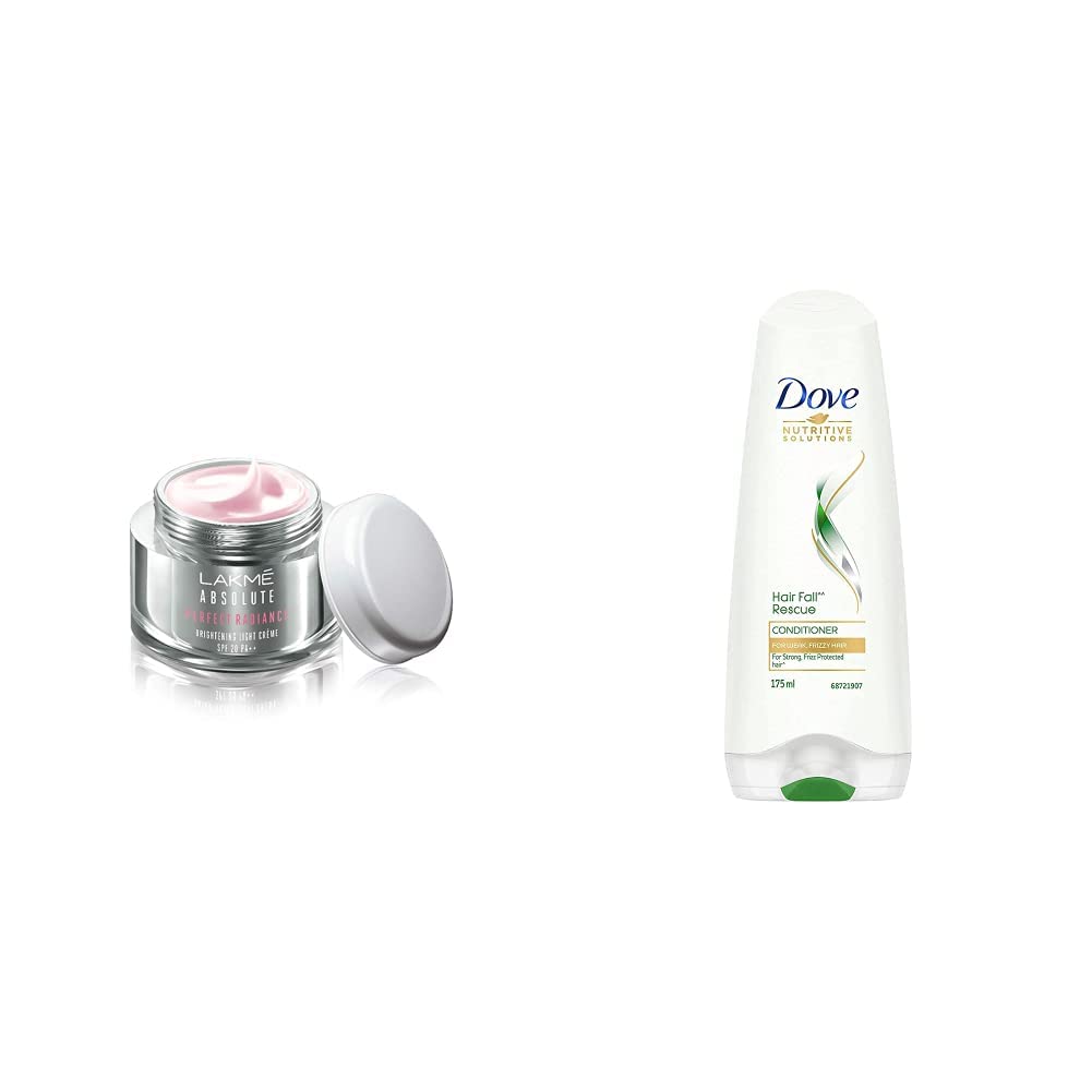 Lakmé Absolute Perfect Radiance Skin Brightening Day Cream, Light, 50G And Dove Hair Fall Rescue Conditioner, 180Ml