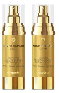Brinton d'experts Night Repair Cream with Hyaluronic Acid, Collagen, Peptides, Rice & Pea Protein | Reduces Fine Lines, Wrinkles & Dark Spots | Provides Even Skin Tone | 30ml x Pack of 2