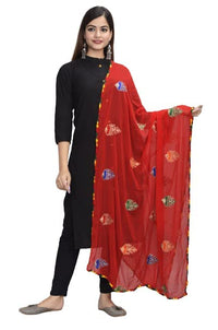 DIAMO Women's  Phulkari Chiffon Dupatta