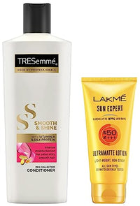 LAKMÉ Sun Expert Spf 50 Pa+++ Ultra Matte Lotion All Skin, 50 Ml And Tresemme Smooth And Shine Conditioner, 190Ml, 2 Count