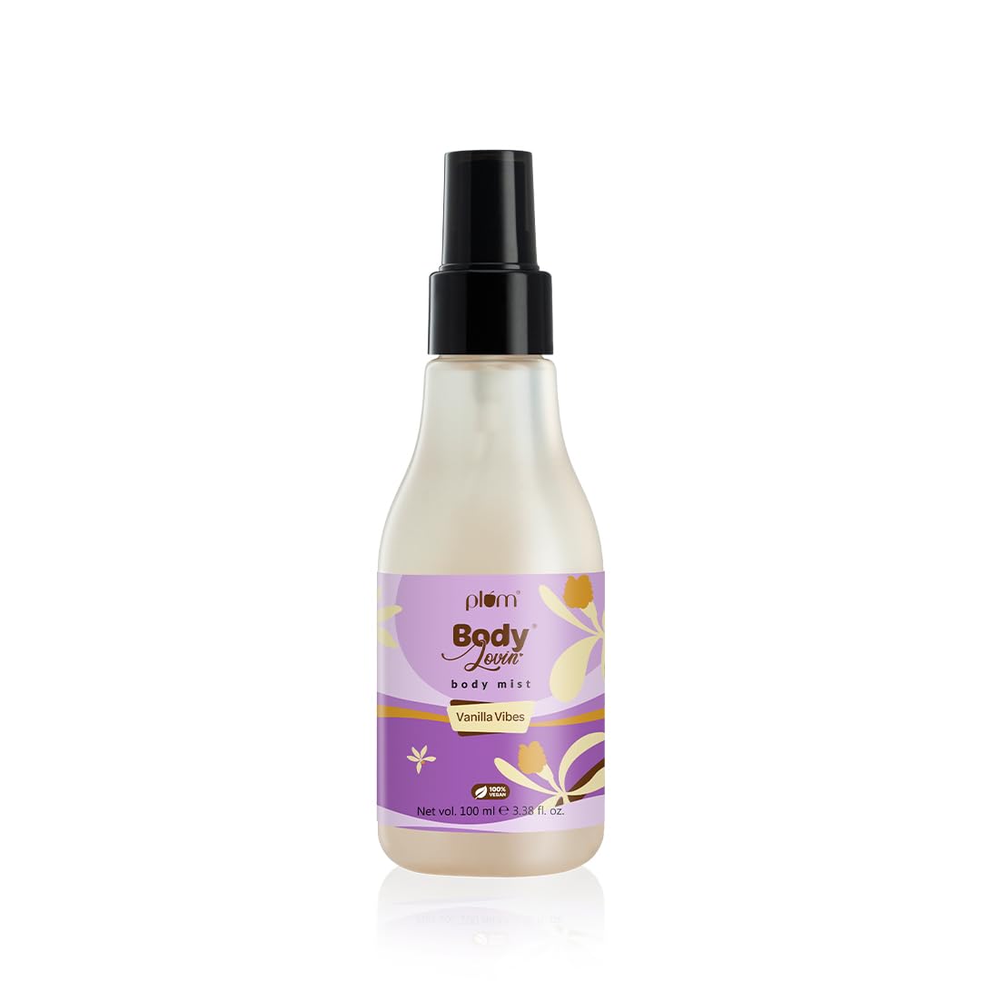 Plum Bodylovin' Vanilla Vibes Body Mist for Women | Long Lasting Vanilla Fragrance with Warm & Cozy Vanila Scent | High on Fun | Travel Friendly Perfume Body Spray - 100ml