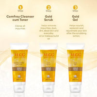 VLCC Gold Facial Kit with FREE Rose Water Toner - 300g + 100ml | 24K Colloidal Gold And Aloe Vera At Home Facial Kit | Bright & Radiant Complexion, Skin Cell Regeneration | Instant Glow Facial.