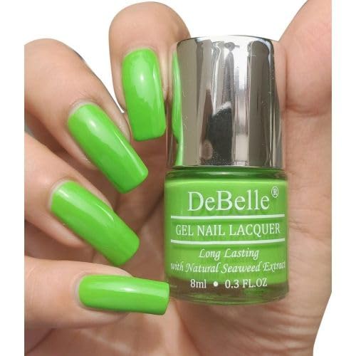 Debelle Gel Nail Polish Matcha Cookie (Parrot Green Nail Paint)|Non Uv - Glossy Finish |Chip Resistant | Seaweed Enriched Formula| Long Lasting|Cruelty And Toxic Free| 8Ml
