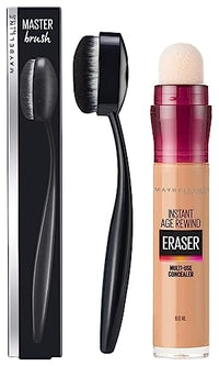 Maybelline New York Instant Age Rewind Eraser Radiant Finish Liquid Concealer,Medium with Foundation Oval Brush Count 2