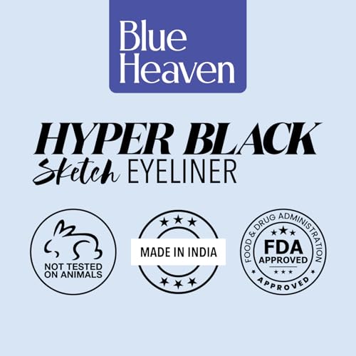 Blue Heaven Hyper Black Sketch Eyeliner Pen|Upto 12hr Stay with Matte Finish|Waterproof & Smudge Proof |One Stroke Easy Application|With Advanced Steel Ball Technology