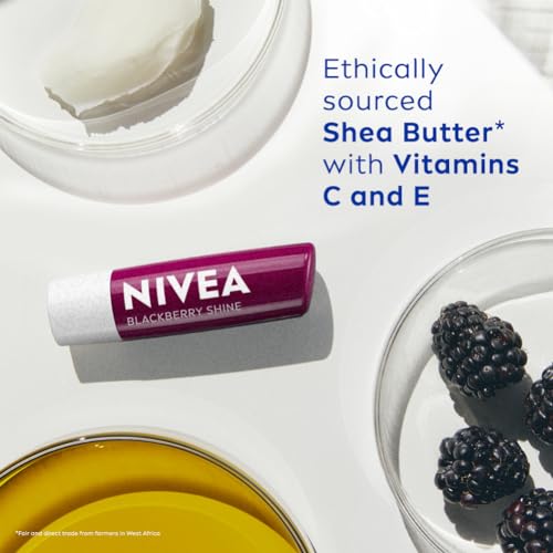 NIVEA Lip Balm, Fruity Berry Shine, 4.8gm, Purple