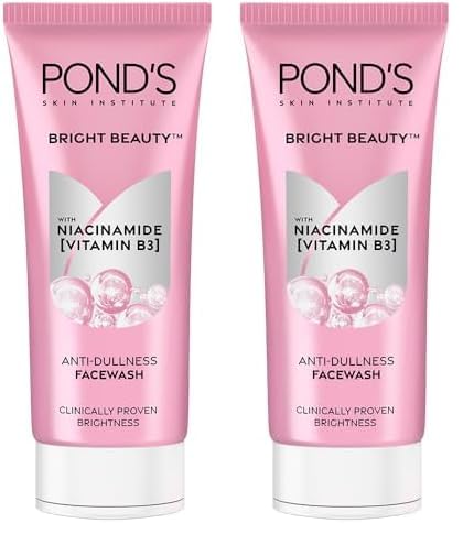 POND's Bright Beauty Anti-Dullness & Brightening Facewash With Niacinamide | For Glass-Skin Like Shine And With 4X Visibly Brighter Skin, 100Gm (Pack of 2)
