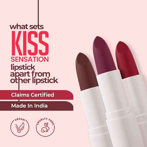 Juice Epic Pink - M08 Kiss Sensation Lipstick & Cherry Pop - M07 Color Luxe Liquid Lipstick with Goodness of Bio Retinol, & SPF 15 UV Protection