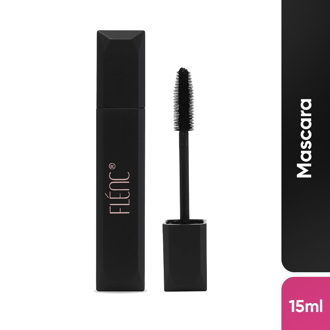 Flénc Fringe Mascara Waterproof Volumizing for Women | 24-Hour Longlasting & Smudge-Proof | Volumizing, Curling & Elongating Mascara | Jet Black Eye Makeup | 15 ml