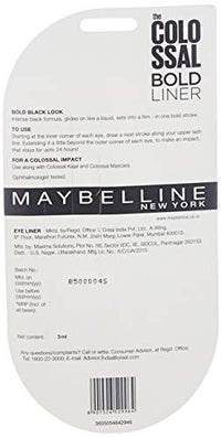 Maybelline New York Eyeliner, Smudge-proof and waterproof, Long-lasting, Liquid Colossal Bold Liner, Black, 3g (Pack of 2) Matte Finish