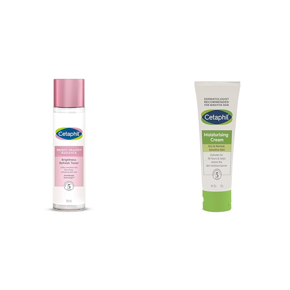 Cetaphil Bright Healthy Niacinamide Vitamin B3 Sea Daffodil Extract Radiance Refresh Toner Cream, White, Pack of 150 ml Moisturising Cream for Face & Body, Dry to Normal skin, 80 gm