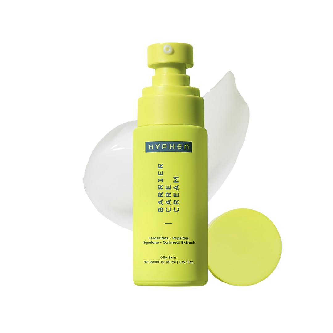 Hyphen Barrier Care Face Cream for Oily & Combination Skin | Lightweight Peptide and Ceramide Face Moisturizer | Strengthens Skin Barrier & Deeply Hydrates | Oil Free Face Moisturizer |50Ml