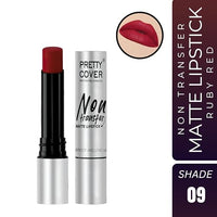 PRETTY COVER Non-Transfer Matte Lipstick | Long-Lasting, Smudge-Proof & Waterproof | Intense Color Payoff with Lightweight Formula for All-Day Wear (RUBY RED)