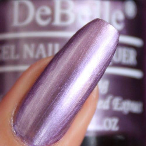 DeBelle Gel Nail Polish Chrome Wine(Metallic Violet Nail Paint)|Non UV - Gel Finish |Chip Resistant | Seaweed Enriched Formula| Long Lasting|Cruelty and Toxic Free| 8ml