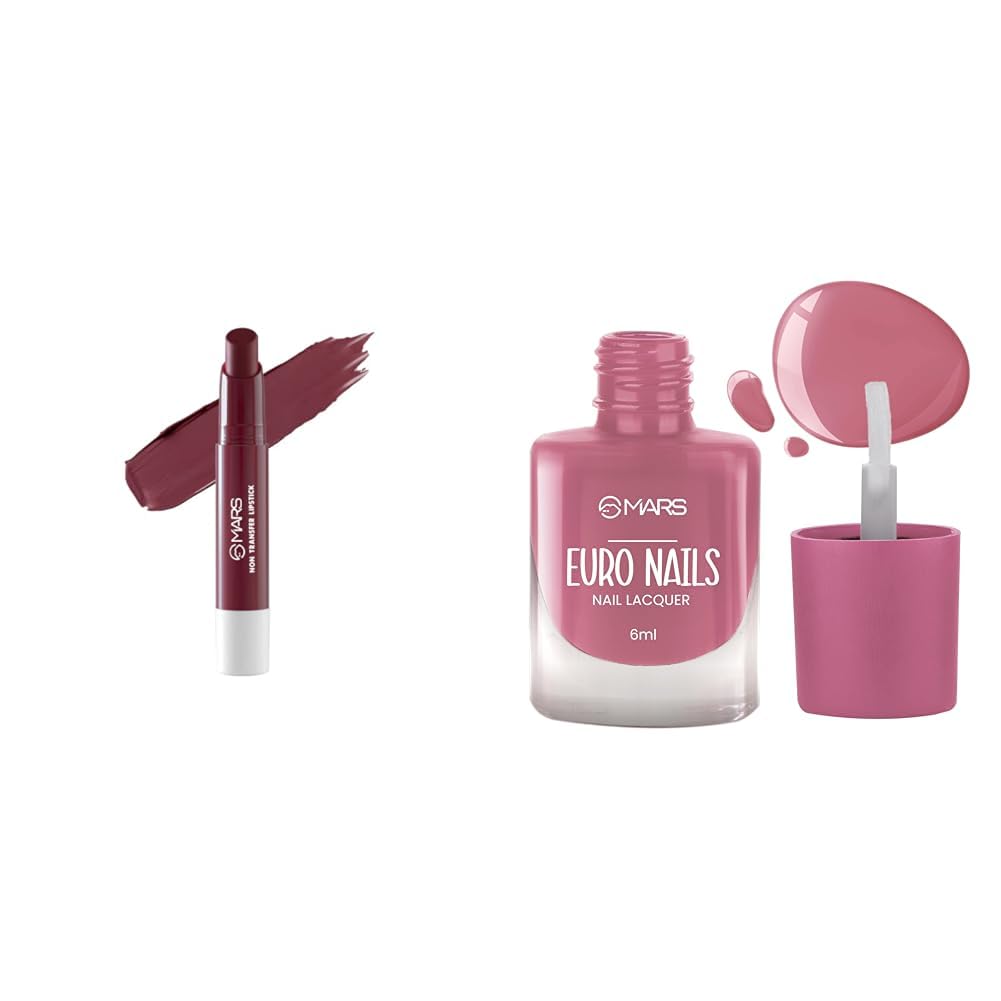 MARS Matte Super Stay Lipstick | Up to 12 Hours Long Lasting | Smudge Proof and Waterproof Lipstick for Women (2.6 gm) (03-SPIRIT) EURO Nail Lacquer (6.0 ml) (Shade-14)