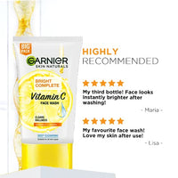 Garnier Skin Naturals Bright Complete Vitamin C Facewash, For Brighter and Glowing Skin - Daily Cleanser Suitable For all Skin Types, 150g (Pack of 2)