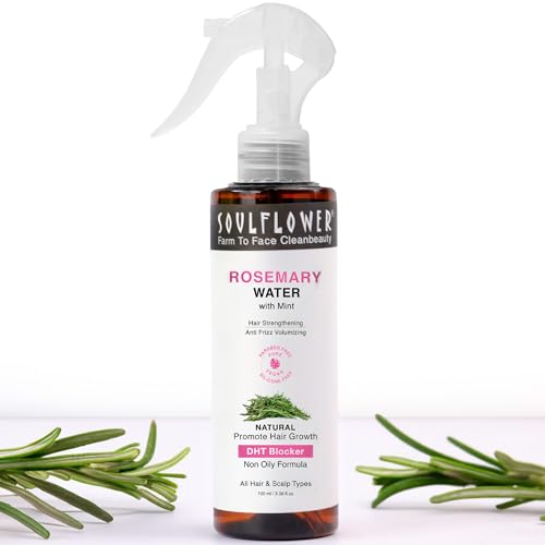 Soulflower Rosemary Water spray Niacinamide Mint| Heat Protection Spray For Hair regrowth, Anti Hair fall, Rosemary Anti frizz Hair Mist| Cool Thanda Relaxing effect, Non-Greasy Men & Women, 100ml.