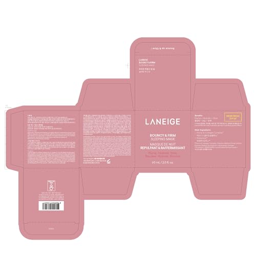 LANEIGE Bouncy&Firm Face Sleeping Mask with Collagen | Barrier Boosting Hydration with Peony & Collagen Complex | Gel Texture Collagen Cream | Night Cream for Glowing Skin| Korean Skincare |60ml