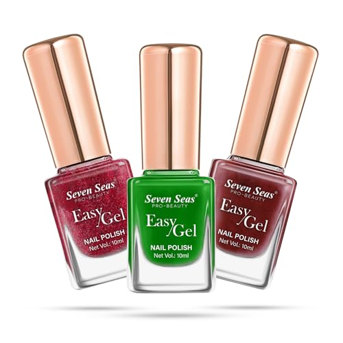 Seven Seas Easy Gel Nail Polish | Quick Dry Gel Nail Polish, Pack of 3 (Combo-18, 30ml)