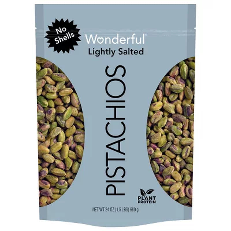 Wonderful Lightly Salted Pistachios, No Shells, 24 Oz.