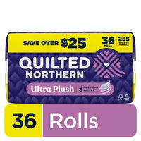 Quilted Northern Ultra Plush 3-Ply Toilet Paper 36 Rolls, 255 Sheets/Roll