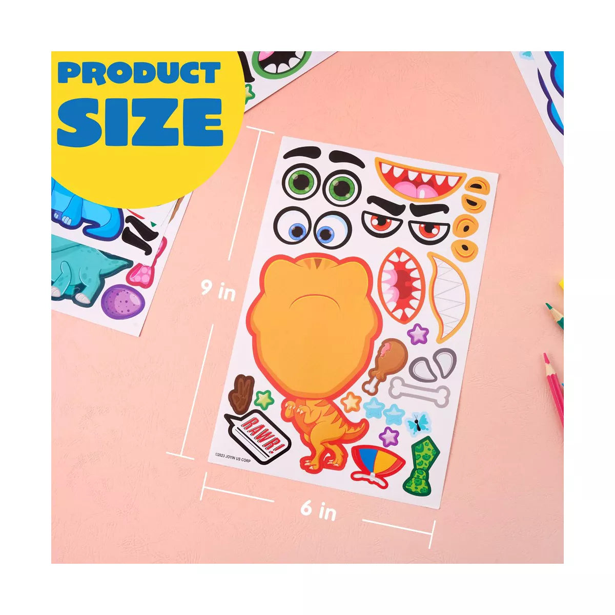 24PCS Make-A-Face Dinosaur Sticker Sheets for Kids, Make Your Own Animal and Match Sticker Sheets with Fantasy Animals Kids Party Favor Supplies Craft