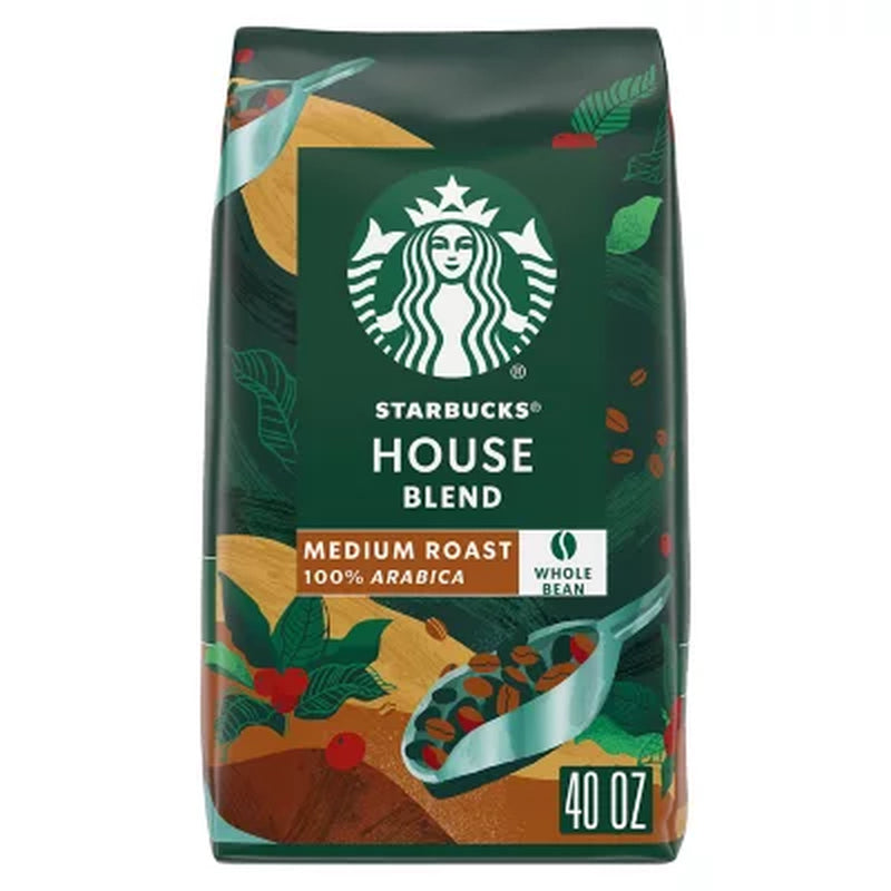Starbucks House Blend Medium Roast Whole Bean Coffee, 40 Oz.