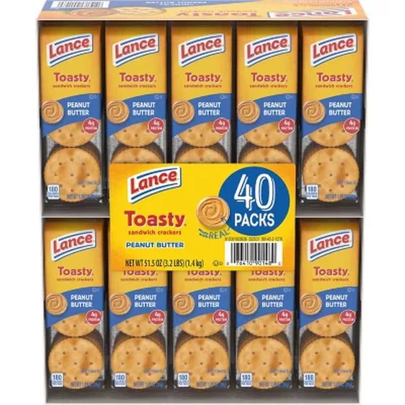 Lance Toasty Peanut Butter Sandwich Crackers, 1.29 Oz., 40 Pk.