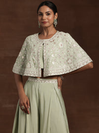 Libas Art Green Solid Silk Blend 3 Piece Co-Ords