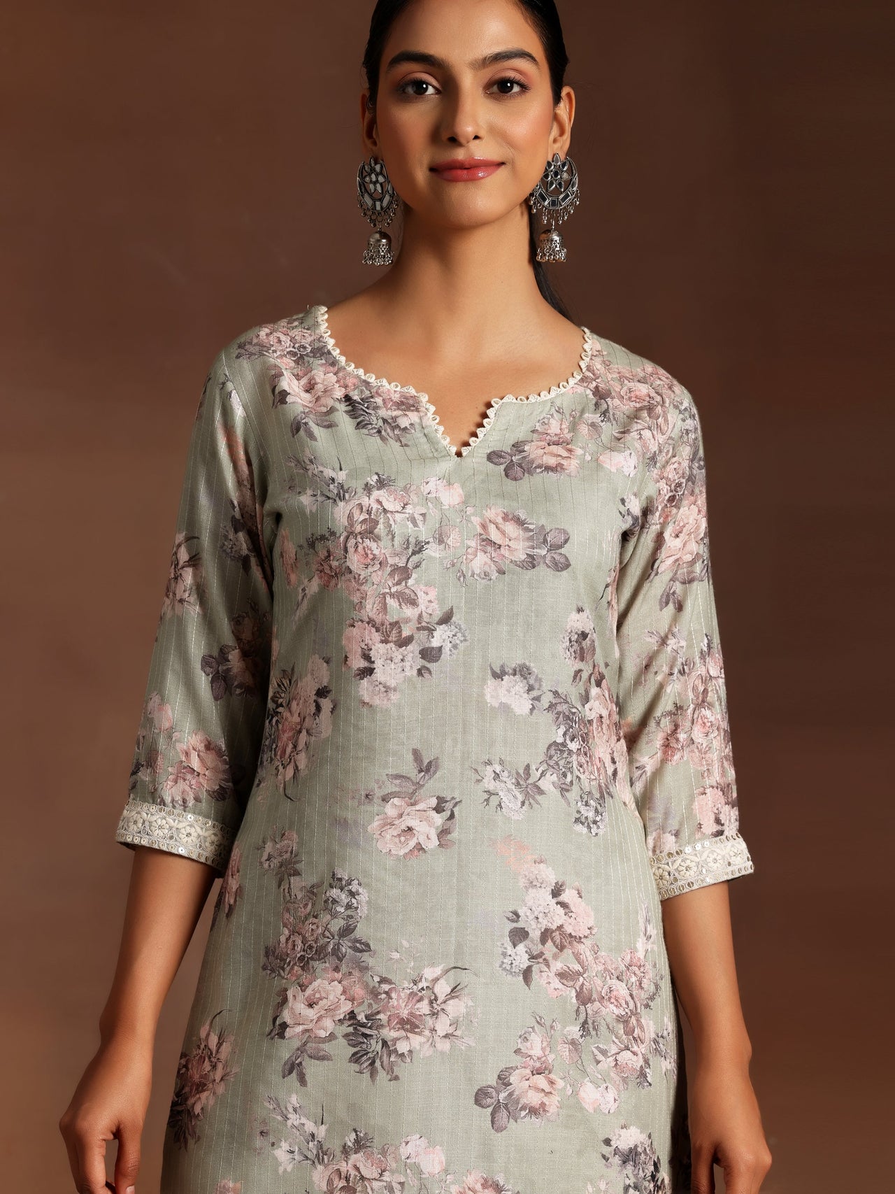 Green Printed Cotton Straight Suit with Dupatta