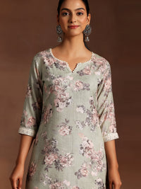 Green Printed Cotton Straight Suit with Dupatta