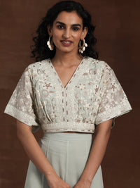 Libas Art Green Embroidered Georgette 3 Piece Co-Ords