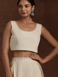 Libas Art Beige Solid Silk Blend 3 Piece Co-Ords