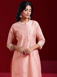 Libas Art Pink Embroidered Chanderi Silk Straight Suit with Dupatta
