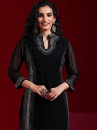 Libas Art Black Yoke Design Georgette Straight Suit with Dupatta