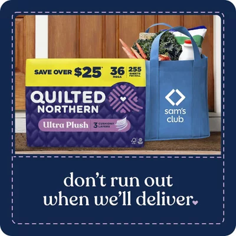 Quilted Northern Ultra Plush 3-Ply Toilet Paper 36 Rolls, 255 Sheets/Roll