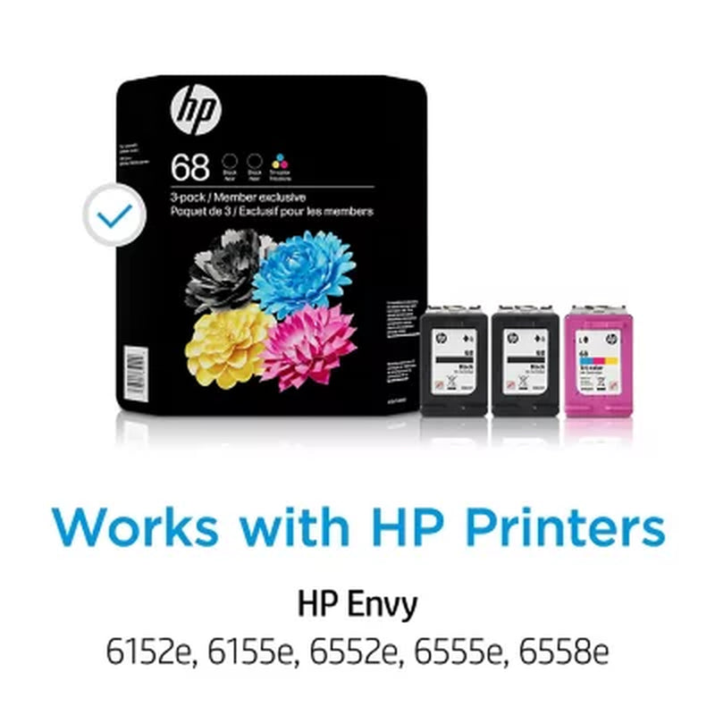 HP 68 3-Pack Tri-Color (1)/Black (2) Original Ink Cartridges