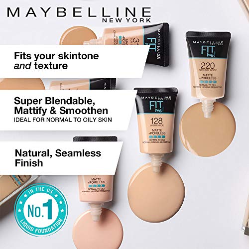 Maybelline New York Liquid Full Coverage Foundation Natural Beige & Compact Powder 220 Natural Beige Matte Finish For All Skin Type, 8Gm, Pack Of 1