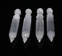 JIC Gem 4 Pcs Selenite Wand 6 Inch Natural Spiral Selenite Sticks Crystal Point for Reiki, Healing, Meditation, Chakra, Positive Energy B-spiral4 Wand 6