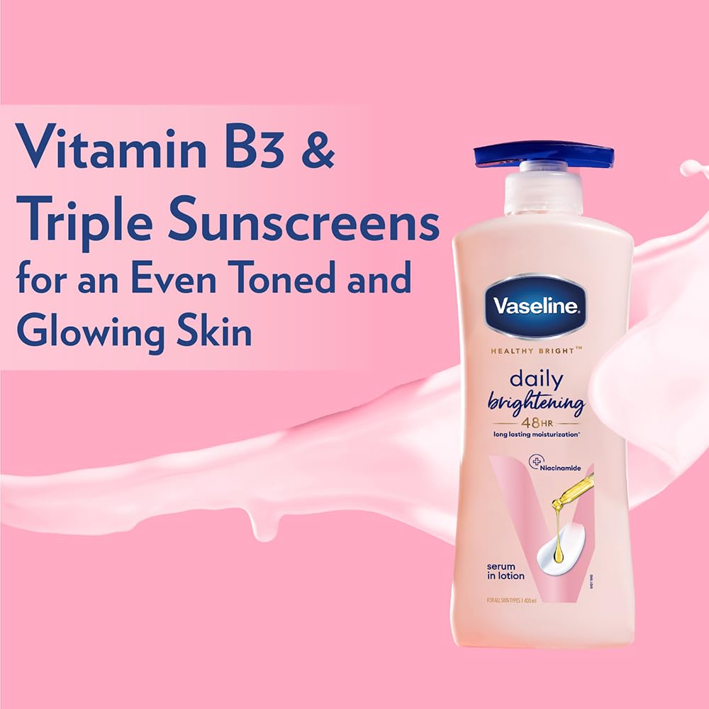 Vaseline Healthy Bright Daily Brightening Body Lotion, For Healthy & Glowing Skin, 200 ml (Pack of 5)